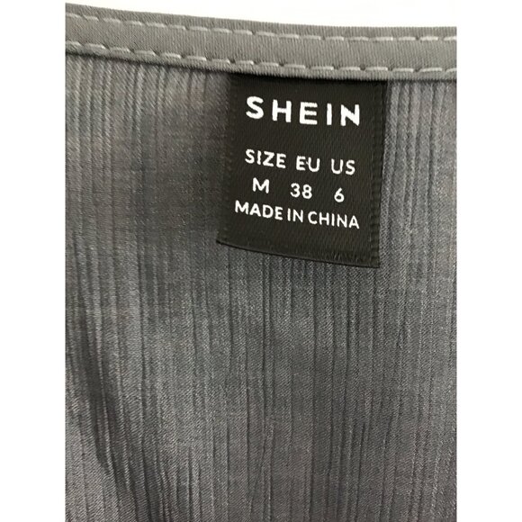 SHEIN - WOMENS SHIMMER SYLVER LONG SLEEVE V-NECK SIDE ZIPPER DRESS SIZE MEDIUM - Picture 5 of 10